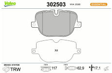 Sada brzdových destiček, kotoučová brzda VALEO 302503