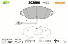 Sada brzdových destiček, kotoučová brzda VALEO 302506