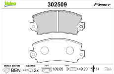 Sada brzdových destiček, kotoučová brzda VALEO 302509