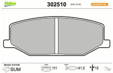Sada brzdových platničiek kotúčovej brzdy VALEO 302510