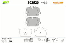 Sada brzdových destiček, kotoučová brzda VALEO 302520