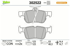 Sada brzdových destiček, kotoučová brzda VALEO 302522