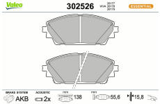 Sada brzdových destiček, kotoučová brzda VALEO 302526