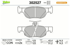 Sada brzdových destiček, kotoučová brzda VALEO 302527