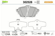 Sada brzdových destiček, kotoučová brzda VALEO 302528