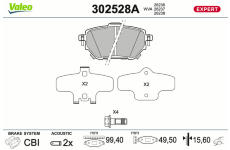 Sada brzdových destiček, kotoučová brzda VALEO 302528A