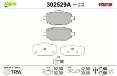 Sada brzdových platničiek kotúčovej brzdy VALEO 302529A