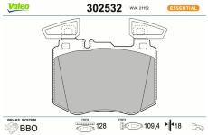 Sada brzdových destiček, kotoučová brzda VALEO 302532