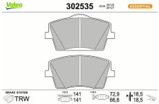 Sada brzdových destiček, kotoučová brzda VALEO 302535