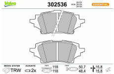 Sada brzdových destiček, kotoučová brzda VALEO 302536