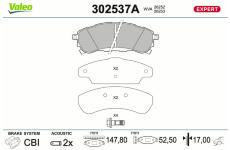 Sada brzdových platničiek kotúčovej brzdy VALEO 302537A