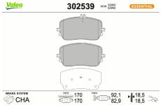 Sada brzdových destiček, kotoučová brzda VALEO 302539