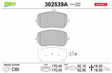 Sada brzdových destiček, kotoučová brzda VALEO 302539A