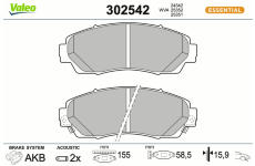 Sada brzdových destiček, kotoučová brzda VALEO 302542