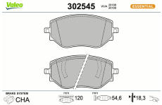 Sada brzdových destiček, kotoučová brzda VALEO 302545