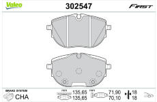 Sada brzdových destiček, kotoučová brzda VALEO 302547