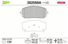 Sada brzdových destiček, kotoučová brzda VALEO 302550A