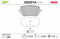 Sada brzdových platničiek kotúčovej brzdy VALEO 302551A