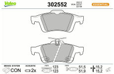 Sada brzdových destiček, kotoučová brzda VALEO 302552
