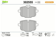 Sada brzdových destiček, kotoučová brzda VALEO 302555