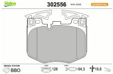 Sada brzdových destiček, kotoučová brzda VALEO 302556