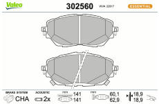 Sada brzdových destiček, kotoučová brzda VALEO 302560