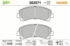 Sada brzdových destiček, kotoučová brzda VALEO 302571