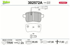 Sada brzdových destiček, kotoučová brzda VALEO 302572A