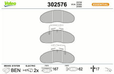 Sada brzdových destiček, kotoučová brzda VALEO 302576