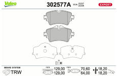 Sada brzdových destiček, kotoučová brzda VALEO 302577A