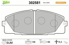 Sada brzdových destiček, kotoučová brzda VALEO 302581