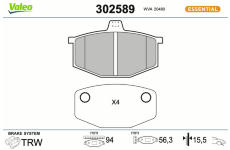 Sada brzdových platničiek kotúčovej brzdy VALEO 302589
