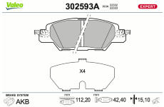 Sada brzdových destiček, kotoučová brzda VALEO 302593A