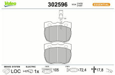 Sada brzdových destiček, kotoučová brzda VALEO 302596