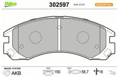 Sada brzdových destiček, kotoučová brzda VALEO 302597
