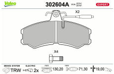 Sada brzdových destiček, kotoučová brzda VALEO 302604A