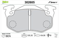 Sada brzdových destiček, kotoučová brzda VALEO 302605