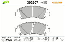 Sada brzdových destiček, kotoučová brzda VALEO 302607