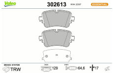 Sada brzdových destiček, kotoučová brzda VALEO 302613