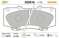 Sada brzdových destiček, kotoučová brzda VALEO 302616