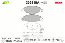 Sada brzdových destiček, kotoučová brzda VALEO 302619A