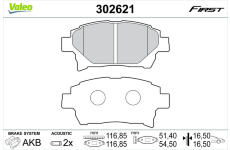 Sada brzdových destiček, kotoučová brzda VALEO 302621