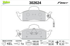 Sada brzdových destiček, kotoučová brzda VALEO 302624