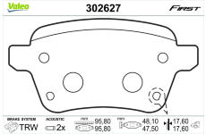 Sada brzdových platničiek kotúčovej brzdy VALEO 302627