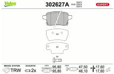 Sada brzdových platničiek kotúčovej brzdy VALEO 302627A