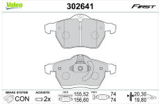 Sada brzdových destiček, kotoučová brzda VALEO 302641