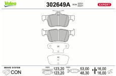 Sada brzdových destiček, kotoučová brzda VALEO 302649A