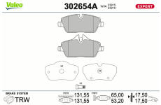 Sada brzdových destiček, kotoučová brzda VALEO 302654A