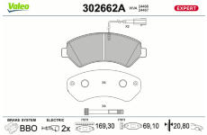 Sada brzdových destiček, kotoučová brzda VALEO 302662A
