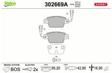 Sada brzdových destiček, kotoučová brzda VALEO 302669A
